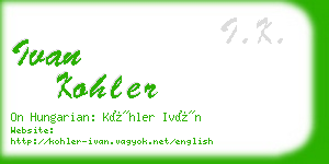 ivan kohler business card